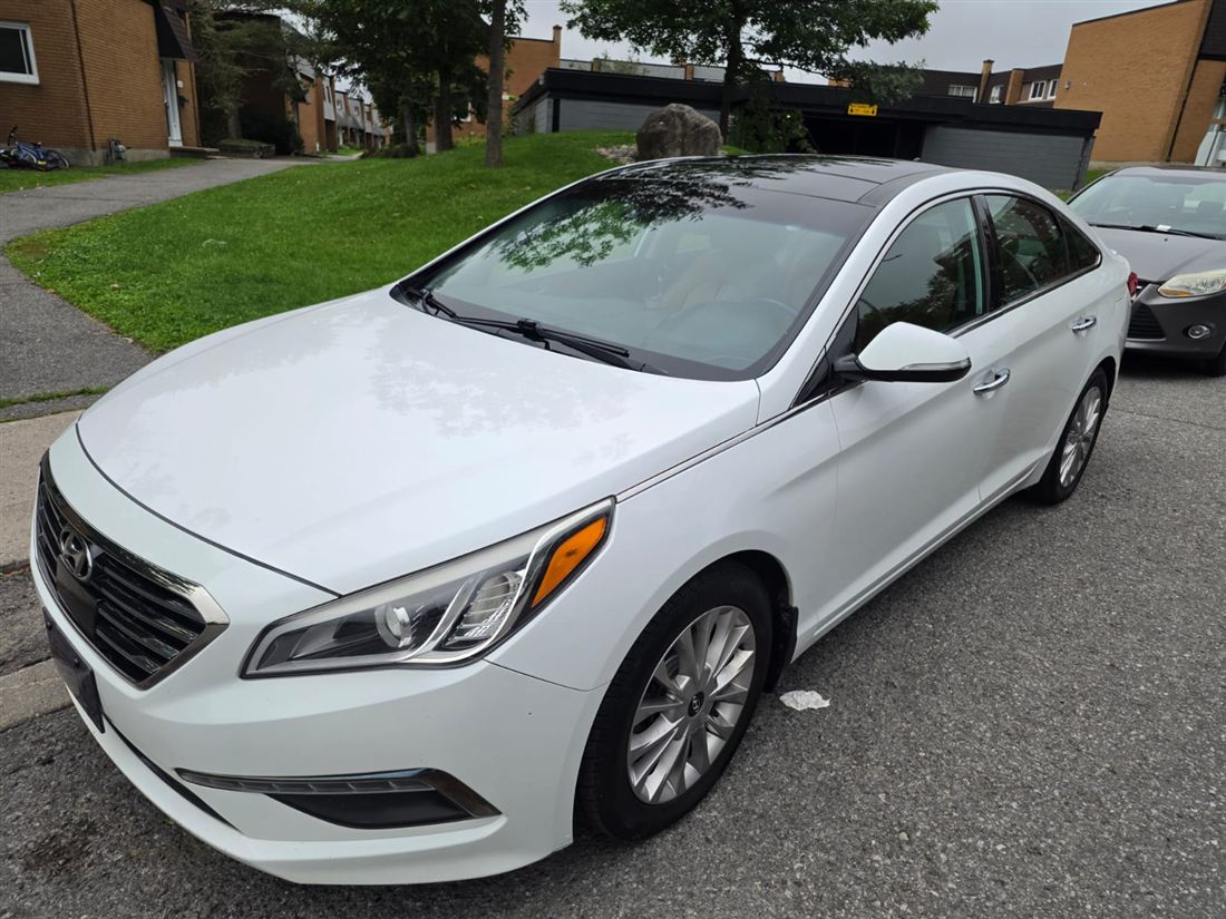White Hyundai Sonata front view after detailing