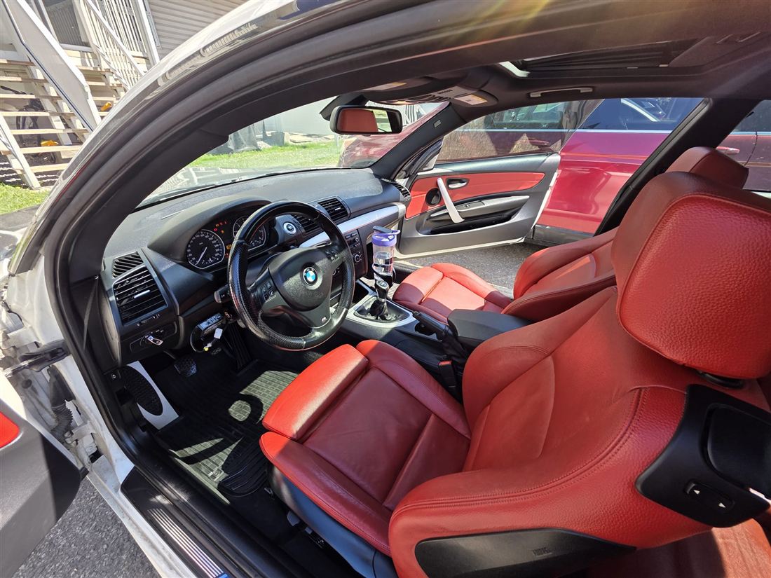 BMW interior with clean red leather seats